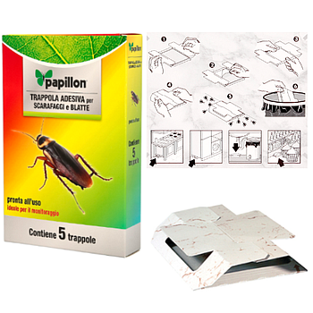 Armadilha Para Baratas Adesiva 5 Cartões C/Isco Papillon    