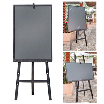 Quadro Ardosia 60X148 Cm Preto + Cavalete 148 Cm            