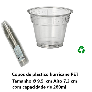 50 Copos Hurricane, Pet 0,28 Lt Ø9,5X7,3Cm Transp. Papstar  
