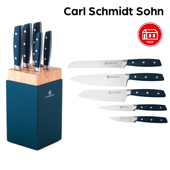 Conjunto De Bloco E 5 Facas Kamen (Azul Petróleo) Cs        