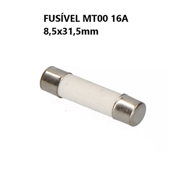 Fusível Ceramico Mt00 16A 8,5X31,5Mm Tipo Ticino Unidade    