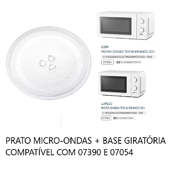 Prato Micro-Ondas+Base Giratória Para 07390 E 07054         