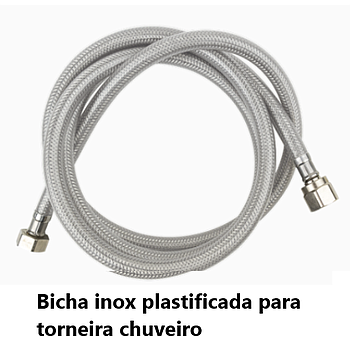 Bicha Inox Plastificado P/Chuveiro H-H De 1/2" Com 1100Mm   