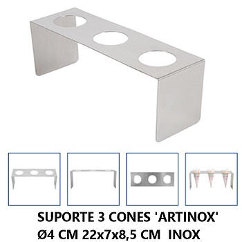 Suporte 3 Cones Artinox Ø4 Cm 22X7X8,5 Cm Inox              