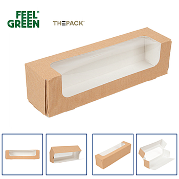 Caixa P/Macarons C/Janela 19X5X5Cm Cartao Natural 50 Unid   