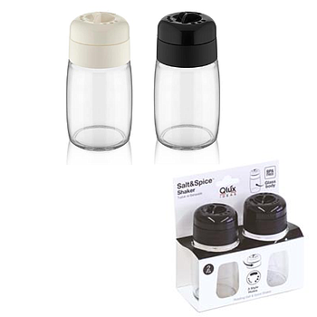 Saleiro E Pimenteiro 2X100Cc Vidro Com Tampa Plastica       
