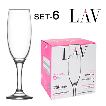 Pack De 6 Flutes 220Cc Empi  Altura-210Mm Emp541F Lav       