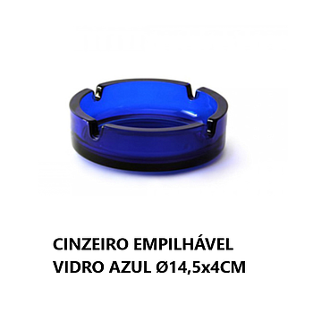 Cinzeiro Empilhável Vidro Azul Ø14,5X4Cm                    