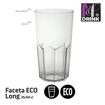 Copo_Faceta_Eco_Long (35/40Cl) Policarb. Alt.140 Lg 74Mm    