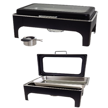 Chafing Dish Rect.Inox C/Tampa Vidro Pr.9Lt 56X36X27Cm      