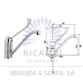 Misturadora De Bancada Monofuro C/Comando Cotovelo Mb1C     