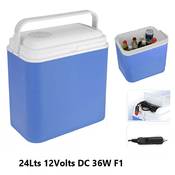 Geleira De Campismo 24Lt Adaptador P/Carro 12V Dc 39X24X39Cm