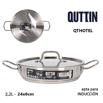 Caçarola Baixa Inox P/Todo O Calor C/Tampa 24X6Cm Qthotel   