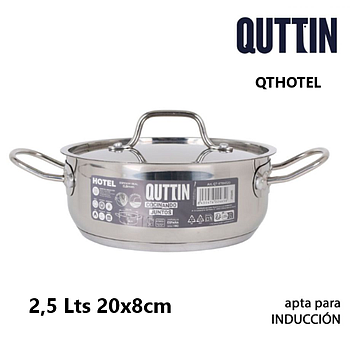 Caçarola Inox P/Todo O Calor C/Tampa 20X8Cm 2,5Lts Qthotel  