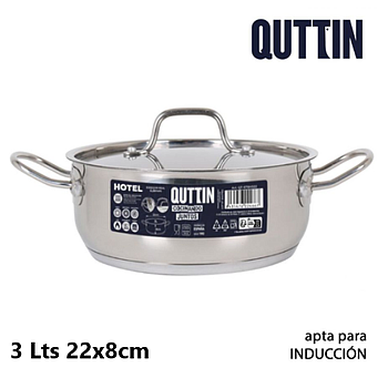 Caçarola Inox P/Todo O Calor C/Tampa 22X8Cm 3Lts Qthotel    