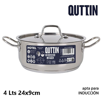 Caçarola Inox P/Todo O Calor C/Tampa 24X9Cm 4Lts Qthotel    