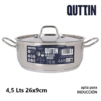 Caçarola Inox P/Todo O Calor C/Tampa 26X9Cm 4,5Lts Qthotel  