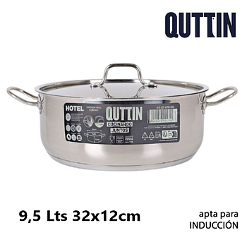 Caçarola Inox P/Todo O Calor C/Tampa 32X12Cm 9,5Lts Qthotel 