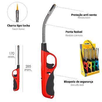 Isqueiro Recarregável Gas 282Mm Ponta Flexivel Maurer       