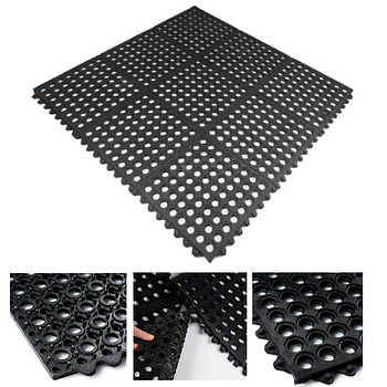 Tapete Anel De Borracha Modelar 90X90X1,4Cm Preto           