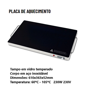 Placa De Aquecimeto Vitro 610X363X52Mm 60-105ºc 230W        