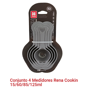 Conjunto 4 Medidores Plast Rena Cookin 15/60/85/125Ml       
