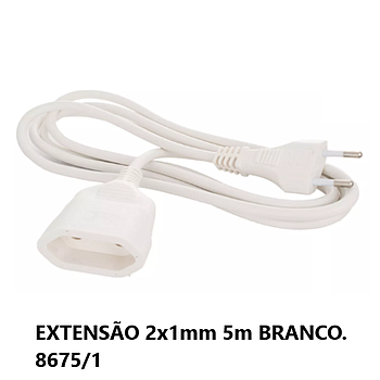 Extensão 2X1Mm 5M Branca Solera 8675/1. Base C/Obturador    