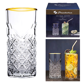 Pack 4 Timeless Gold Long Drink 45Cl Ø7,7X16Cm Pasabahce    