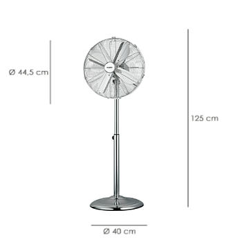 Ventilador Maurer De Pé Cromada Ø44Cm 130Cm Alt. 60W        
