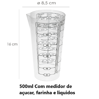 Copo Medidor Plastico 500Ml Para Açucar,Farinha E Liquidos  