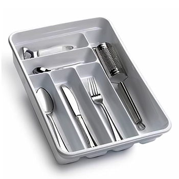 Tabuleiro Para Talheres Plastico Cor Prata 40X30X7Cm        