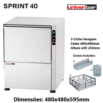Maquina Lavar Copos Sprint-40 Cesto 40X40Cm Univerbar       