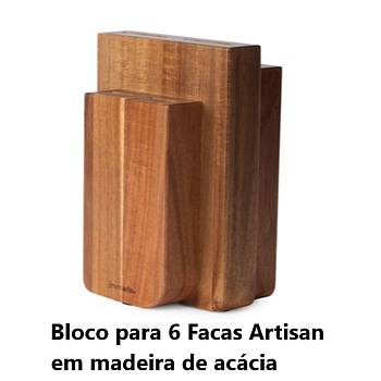 Bloco Para 6 Facas Artisan Madeira Acácia 14,5X10X23,7Cm    