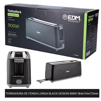 Torradeira De Fenda Longa Black Design 900W 384X115X172Mm   