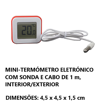 Termometro Eletronico Sonda 1Mt -30/60ºc 4,5X4,5X1,5Cm      