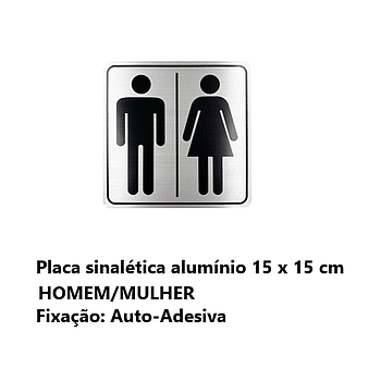 Placa Sinalética Alumínio 15X15Cm-Homem/Mulher Wpsa1515     