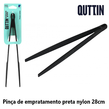 Pinça De Empratamento Preta Em Nylon Max 210ºc 28Cm Quttin  