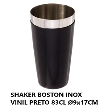 Shaker Boston Inox/ Vinil Preto 83Cl Ø9X17Cm                