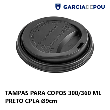 Tampa Para Copos 300/360Ml Preto Ø9Cm 50 Unid Garcia        