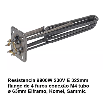 Resistencia 9800W 230V 322Mm M4 Ø63Mm Sammic Elframo        