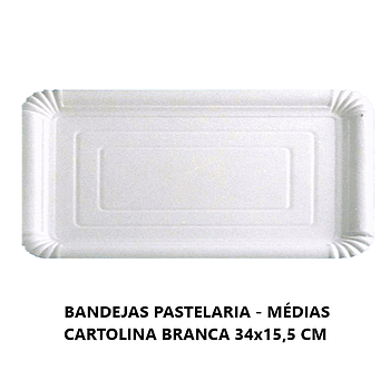 Bandeja Pastelaria 34X15,5Cm Cartão Branco 25 Unidades      
