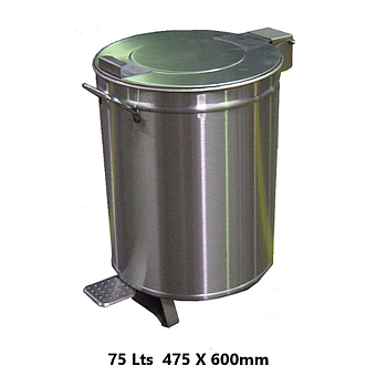 Balde Detritos Inox 75L C/Pedal 475X600                     
