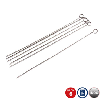 Conjunto De 6 Espetos Inox C/Argola 40 Cm (Lz)              
